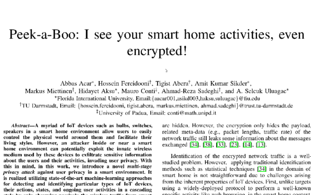 Peek-a-Boo: I see your smart home activities, even encrypted